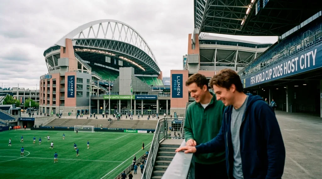 Lumen Field Stadium in Seattle Washington exterior view showing the World Cup 2026 venue