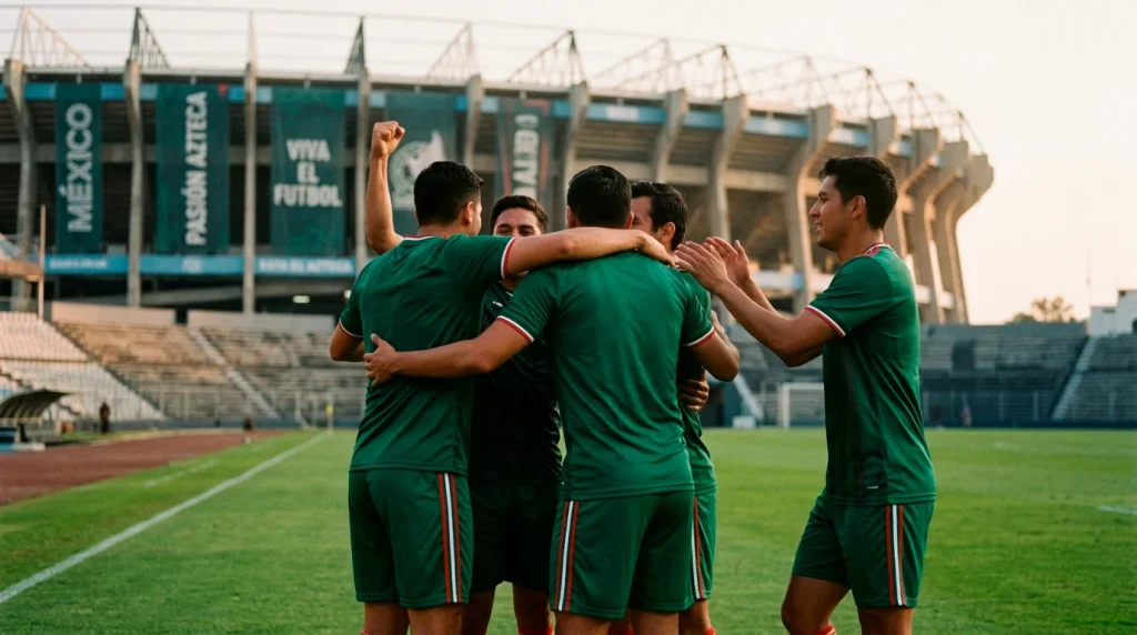 Mexico national football team players in green kit at World Cup 2026