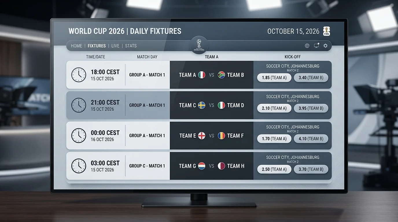 Today's World Cup 2026 fixtures with odds and AEST kick-off times